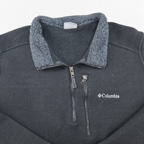Columbia Black Fleece Quarter Zip Pullover Sherpa Lined Casual Outdoor Size XXL - Picture 2 of 8